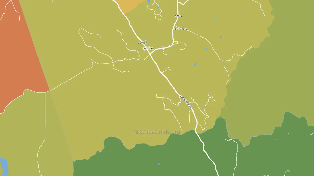 Latrobe, CA Map of Drug-Related Crime Rates