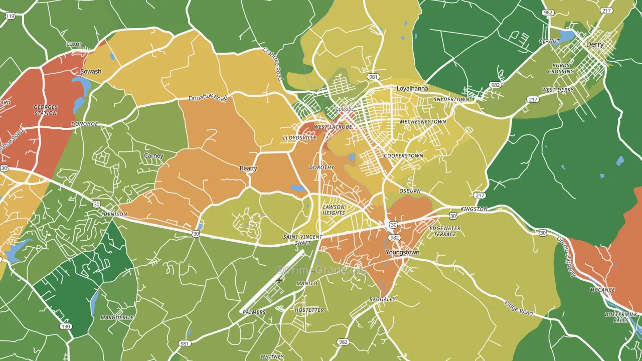 Latrobe, PA Map of Drug-Related Crime Rates