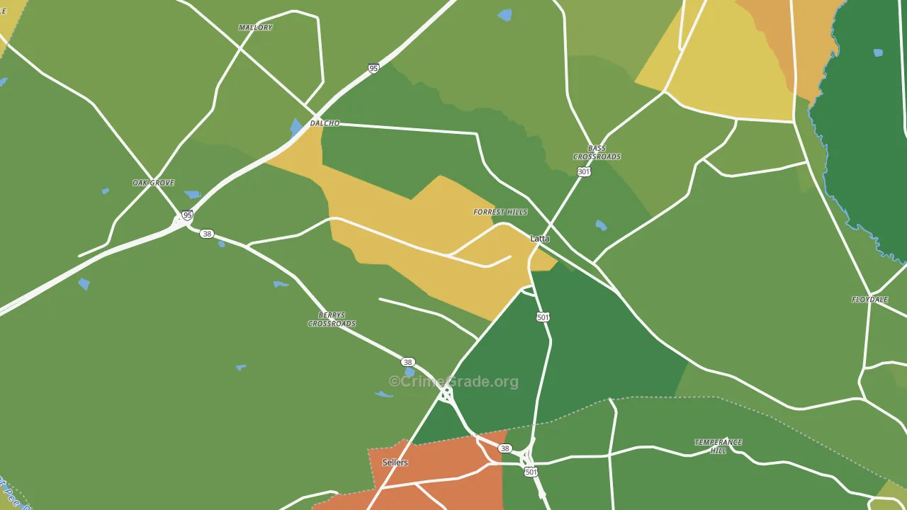 Latta, SC Map of Drug-Related Crime Rates