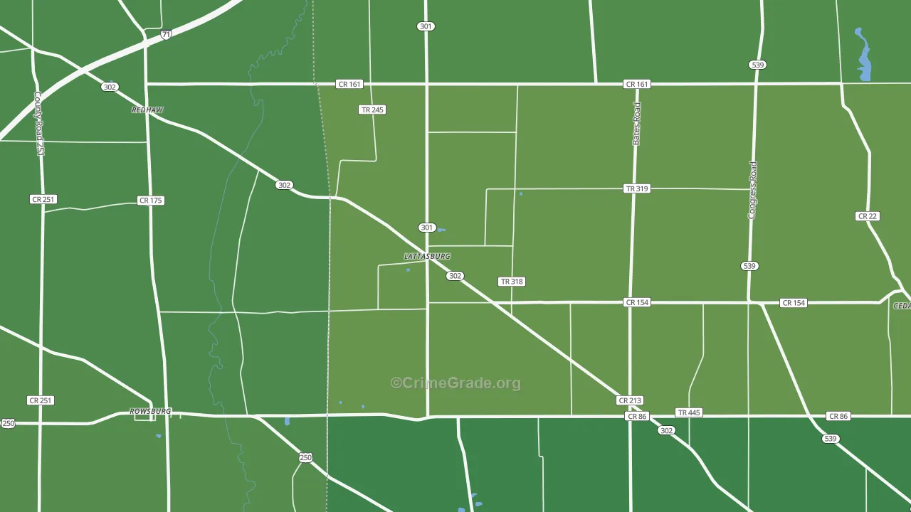 Lattasburg, OH Map of Drug-Related Crime Rates