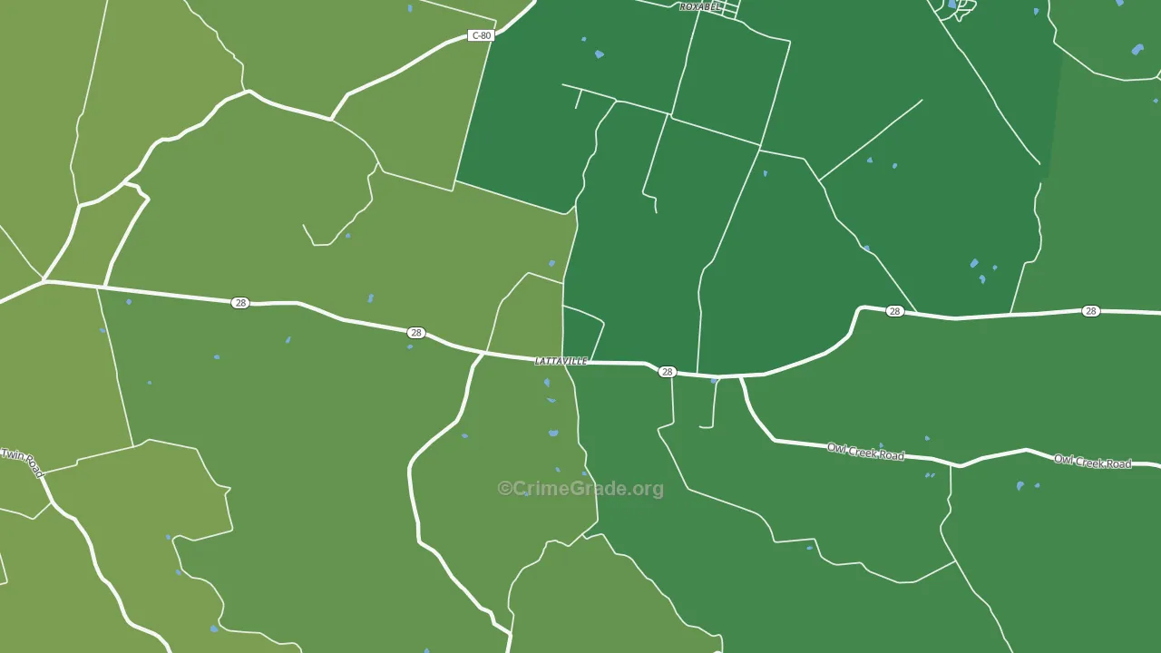 Lattasville, OH Map of Drug-Related Crime Rates