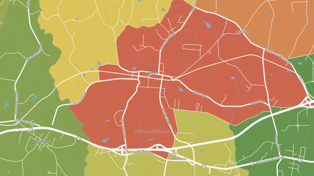 Lattimore, NC Map of Drug-Related Crime Rates