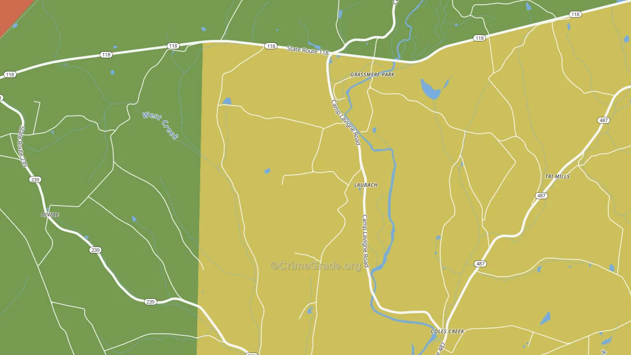 Laubachs, PA Map of Drug-Related Crime Rates