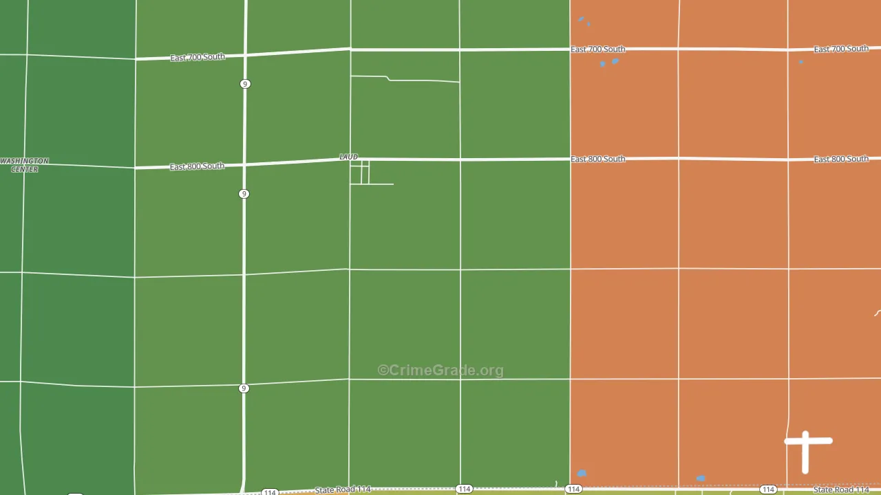 Laud, IN Map of Drug-Related Crime Rates