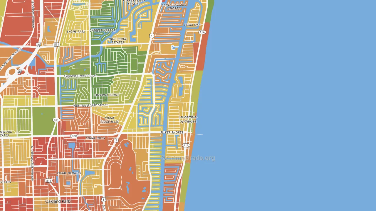 Lauderdale-by-the-Sea, FL Map of Drug-Related Crime Rates