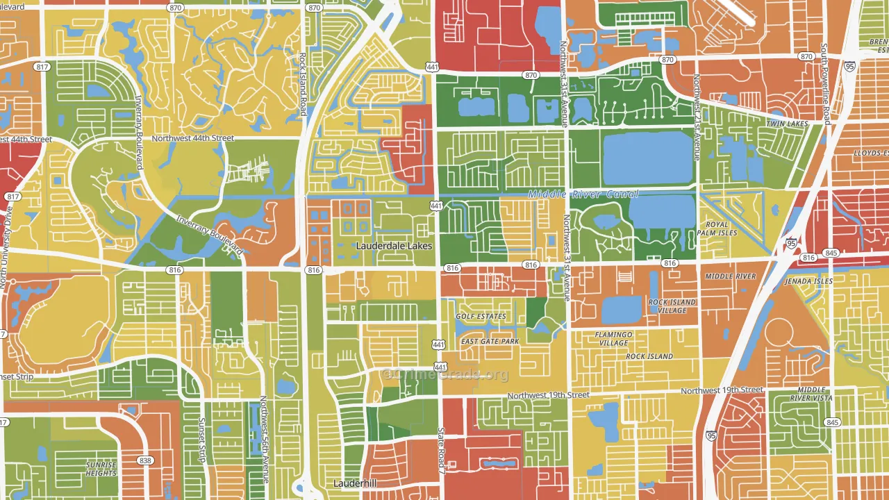 Lauderdale Lakes, FL Map of Drug-Related Crime Rates