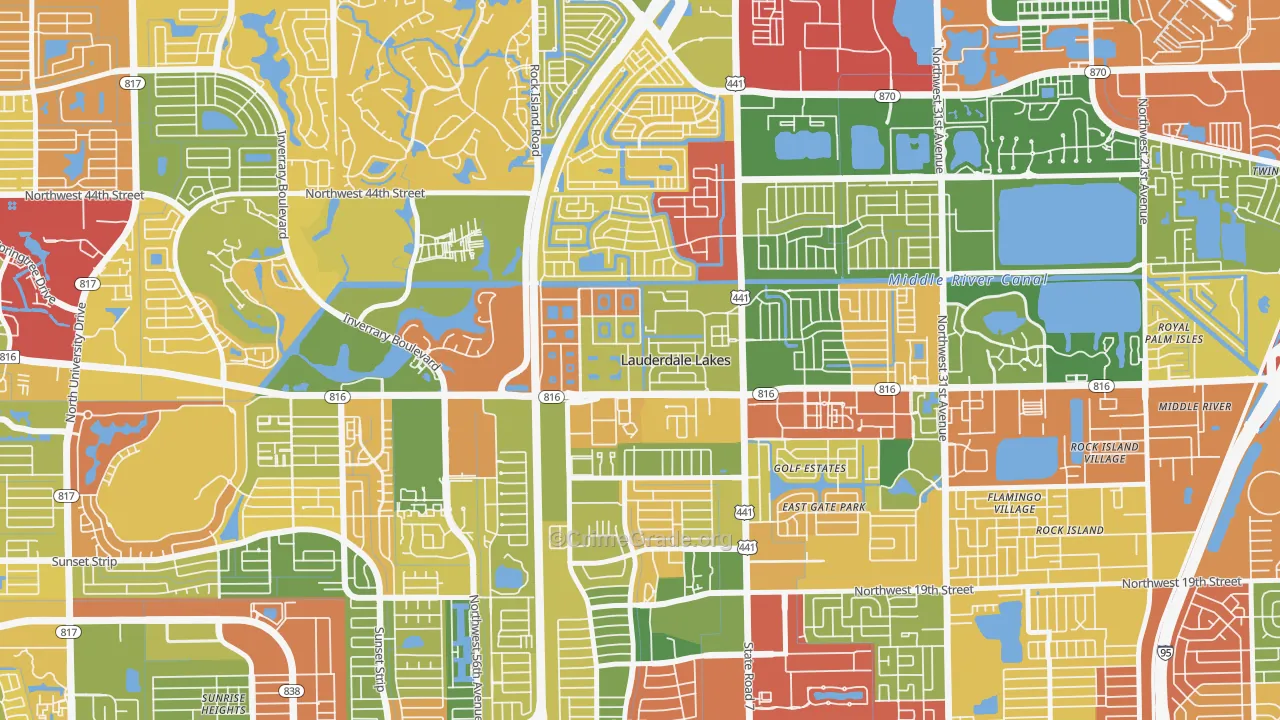 Lauderdale Lakes West Gate, Lauderdale Lakes, FL Map of Drug-Related Crime Rates