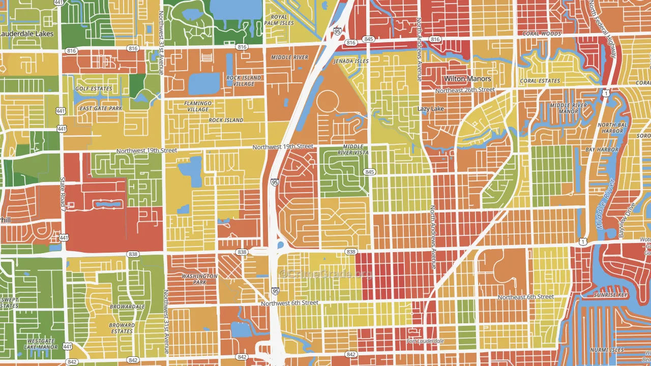 Lauderdale Manors, Fort Lauderdale, FL Map of Drug-Related Crime Rates