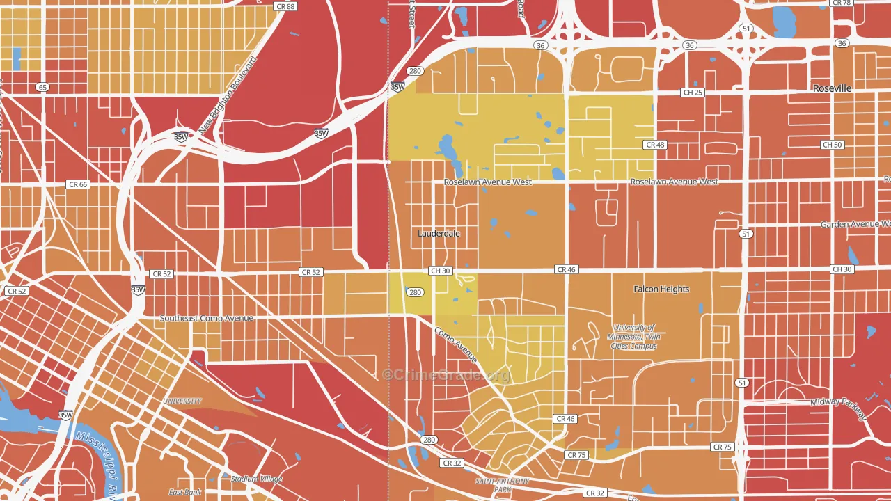 Lauderdale, MN Map of Drug-Related Crime Rates