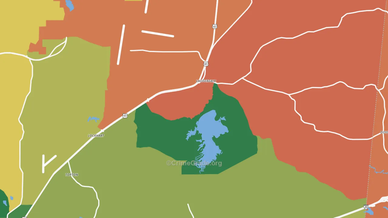 Lauderdale, MS Map of Drug-Related Crime Rates