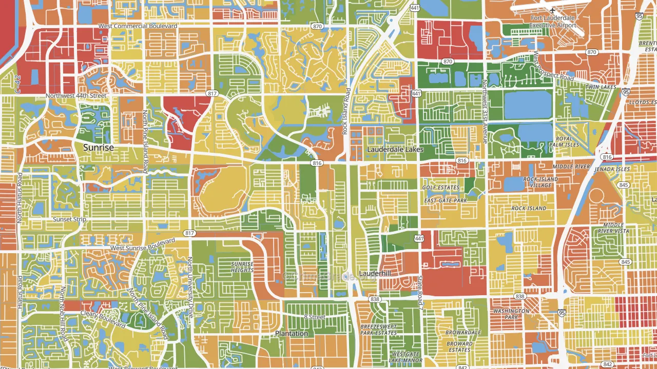 Lauderhill, FL Map of Drug-Related Crime Rates