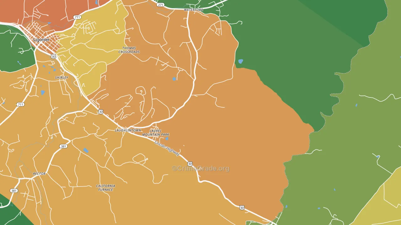 Laughlintown, PA Map of Drug-Related Crime Rates