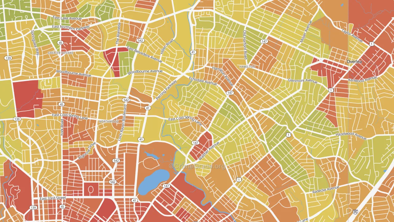 Lauraville, Baltimore, MD Map of Drug-Related Crime Rates