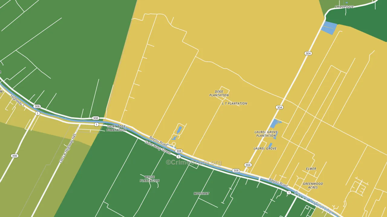 Laurel Grove, LA Map of Drug-Related Crime Rates