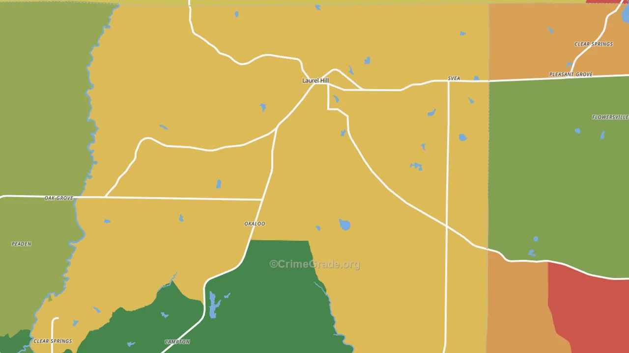 Laurel Hill, FL Map of Drug-Related Crime Rates