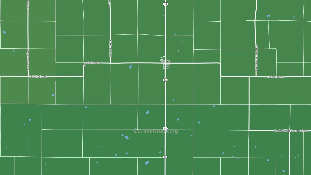 Laurel, IA Map of Drug-Related Crime Rates