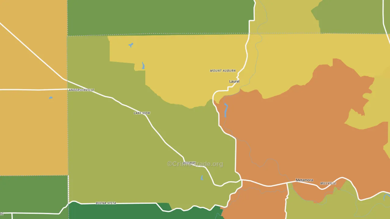 Laurel, IN Map of Drug-Related Crime Rates