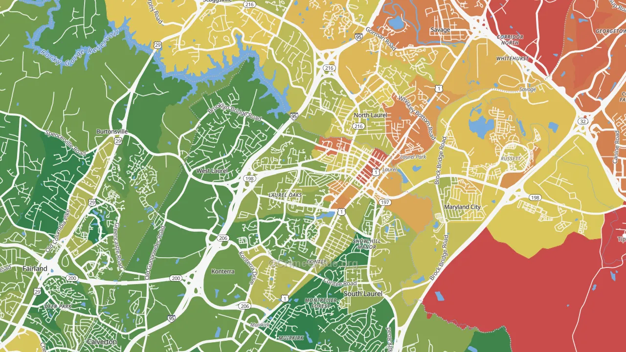 Laurel, MD Map of Drug-Related Crime Rates