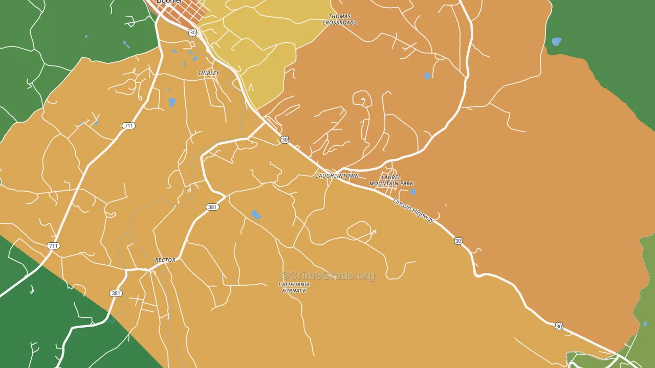 Laurel Mountain, PA Map of Drug-Related Crime Rates