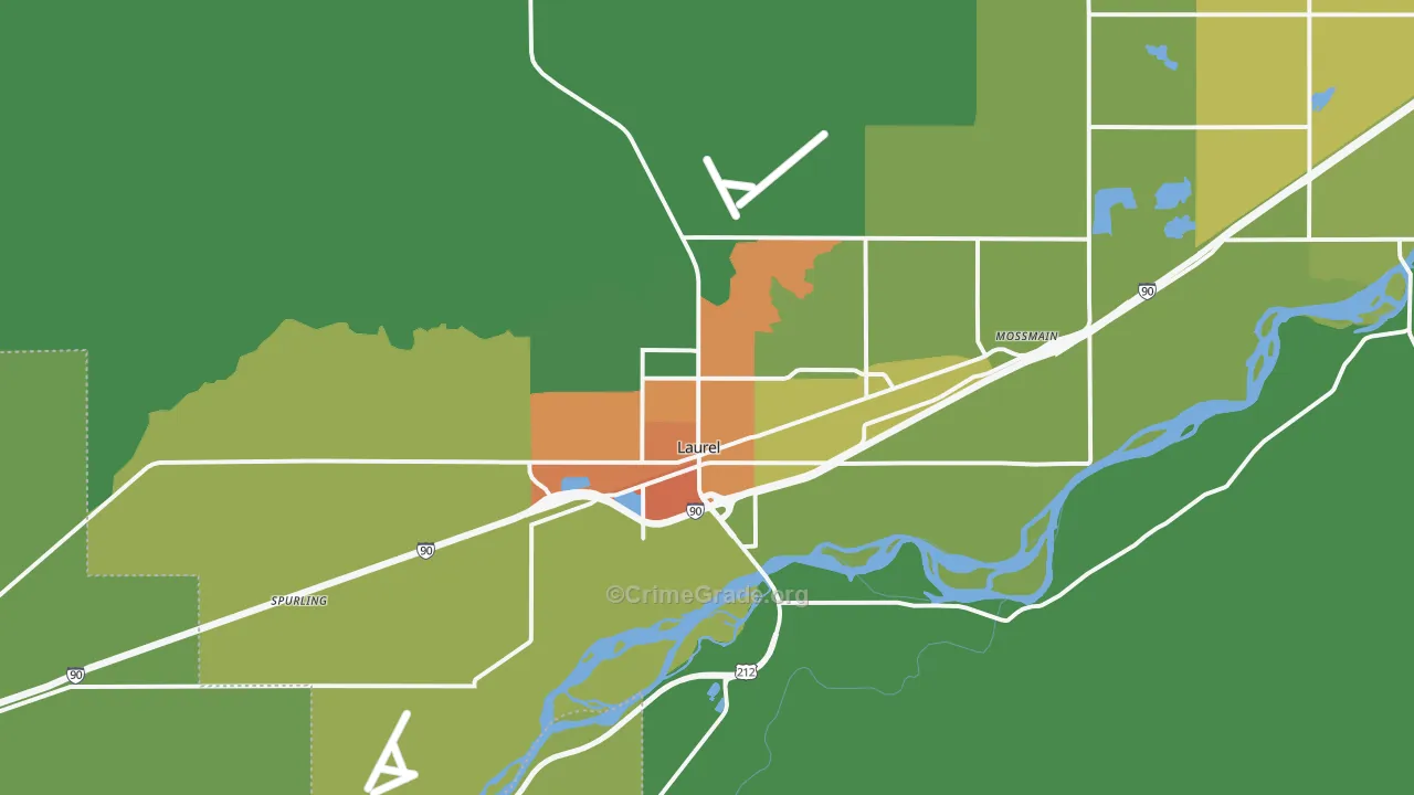 Laurel, MT Map of Drug-Related Crime Rates