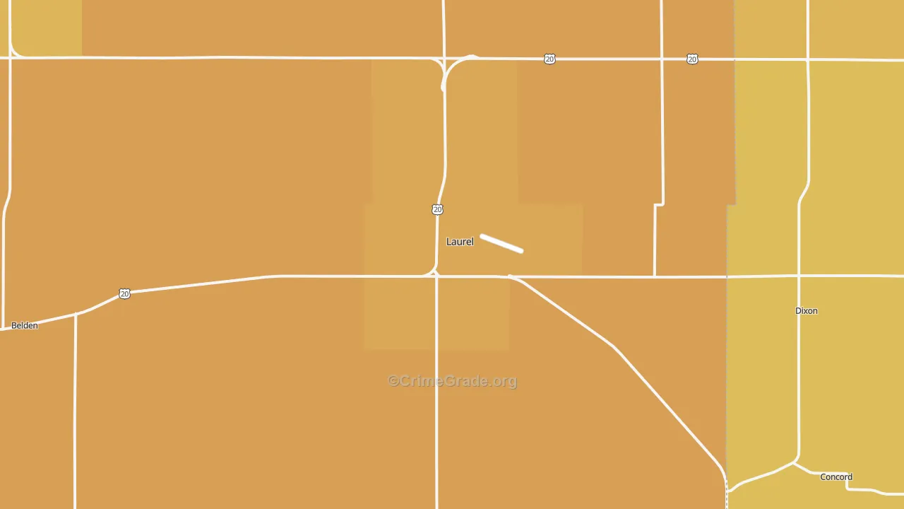 Laurel, NE Map of Drug-Related Crime Rates
