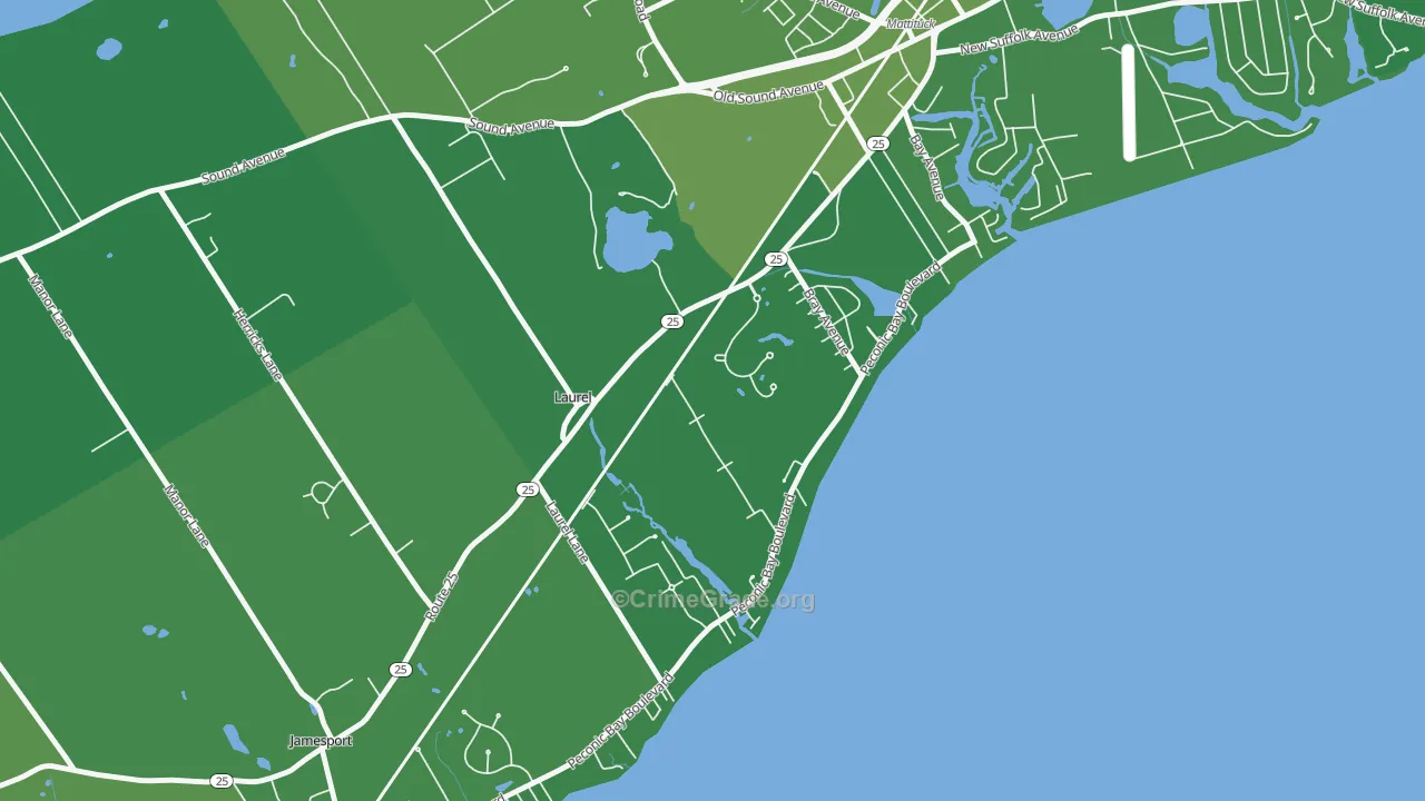 Laurel, NY Map of Drug-Related Crime Rates