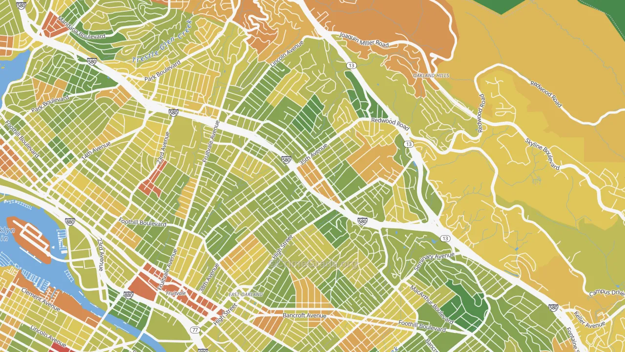 Laurel, Oakland, CA Map of Drug-Related Crime Rates