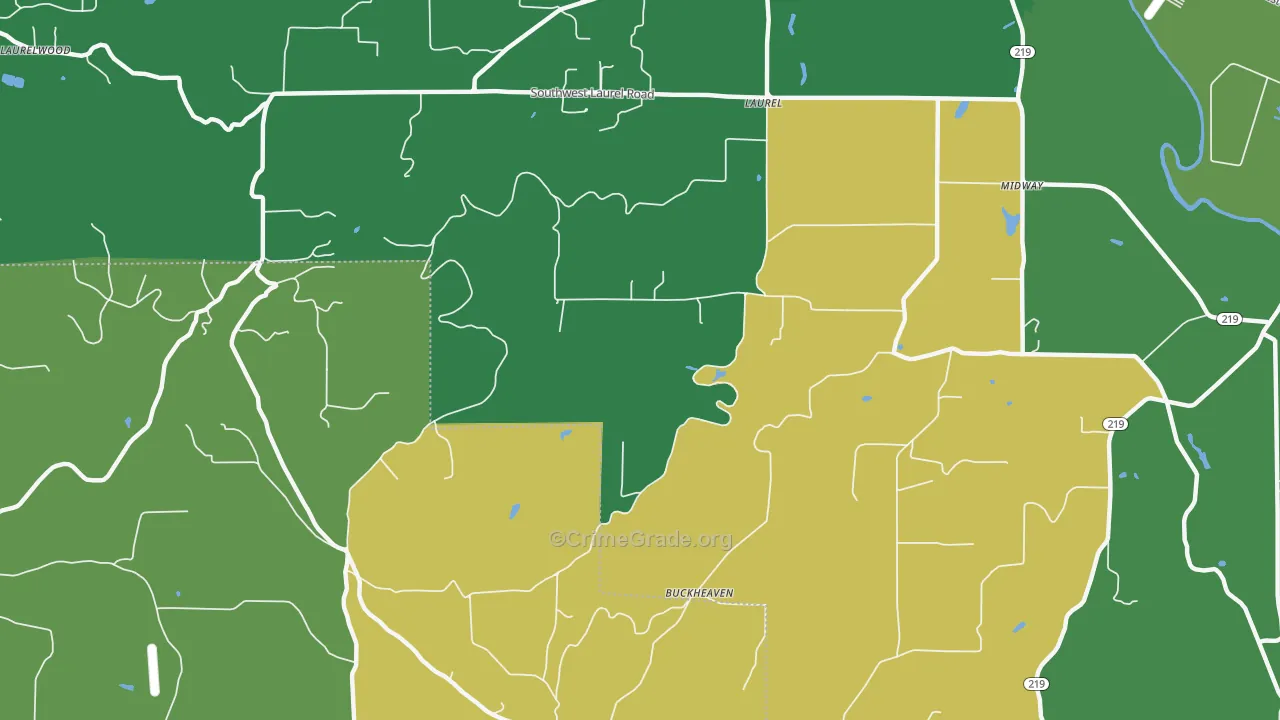 Laurel, OR Map of Drug-Related Crime Rates
