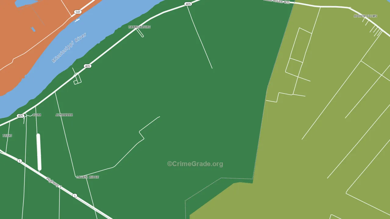 Laurel Ridge, LA Map of Drug-Related Crime Rates