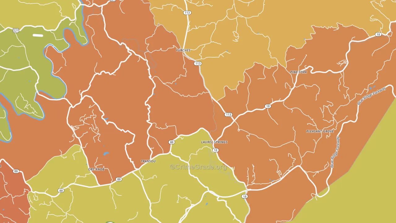 Laurel Springs, NC Map of Drug-Related Crime Rates