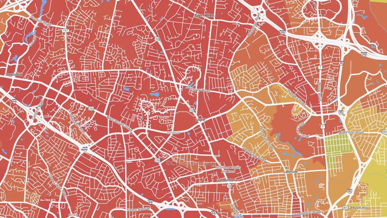 Laurel, VA Map of Drug-Related Crime Rates