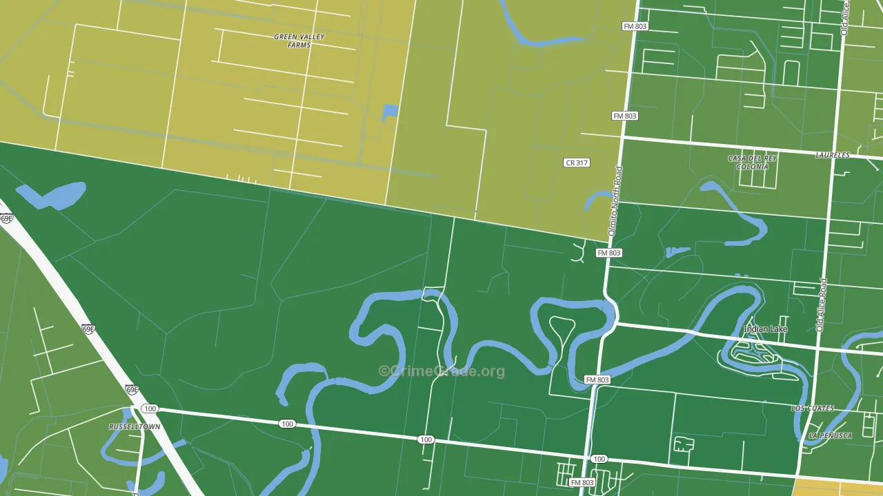 Laureles, TX Map of Drug-Related Crime Rates