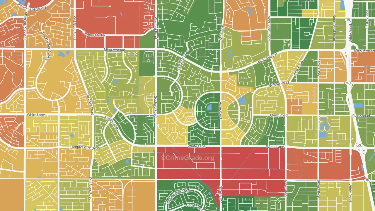 Laurelglen, Bakersfield, CA Map of Drug-Related Crime Rates