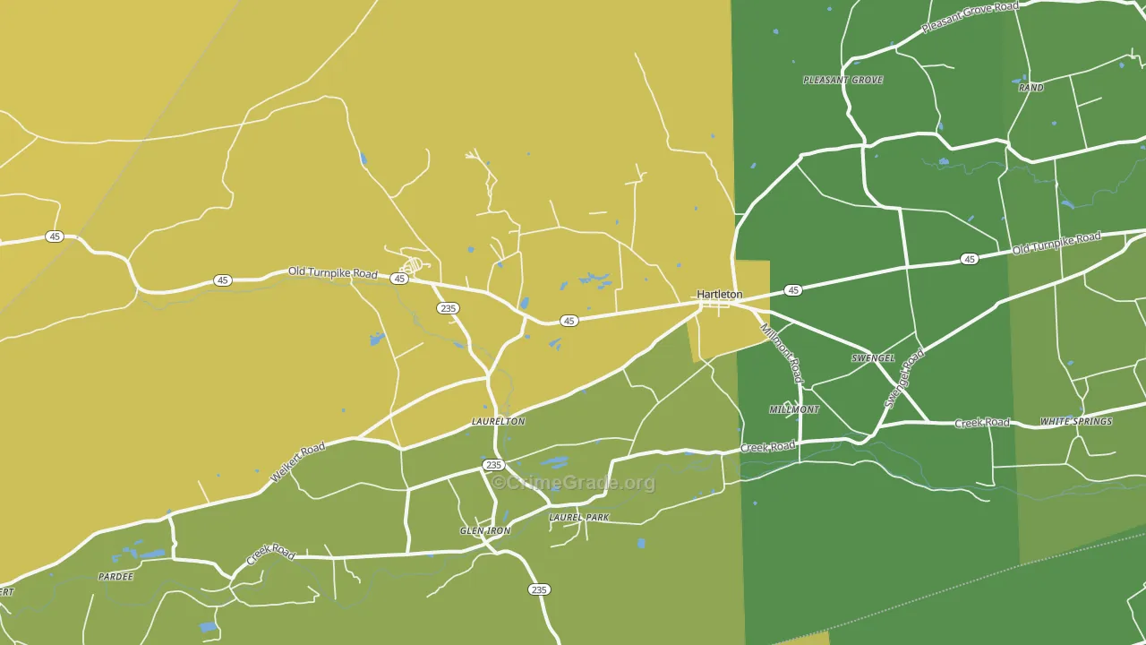 Laurelton, PA Map of Drug-Related Crime Rates