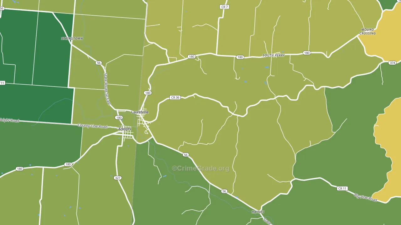 Laurelville, OH Map of Drug-Related Crime Rates