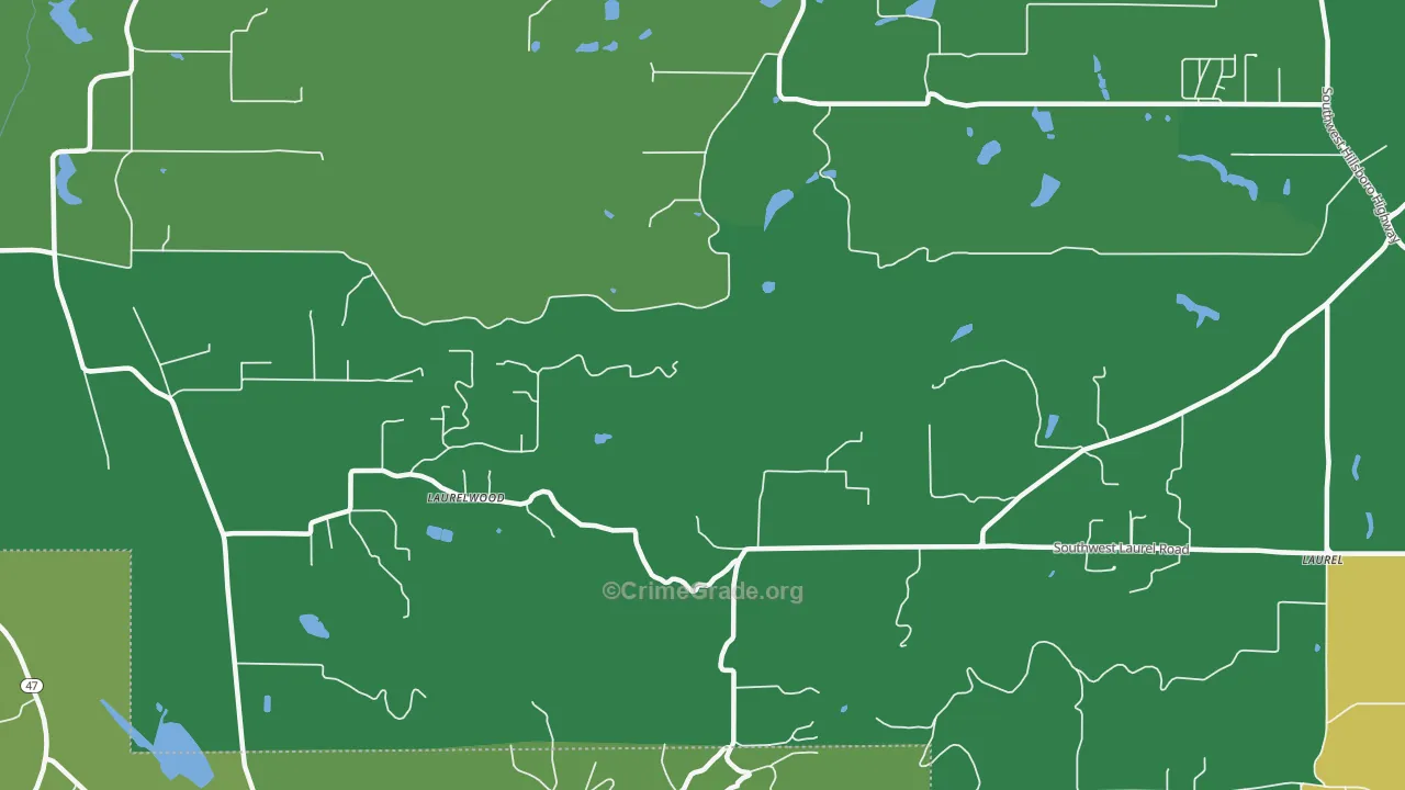 Laurelwood, OR Map of Drug-Related Crime Rates