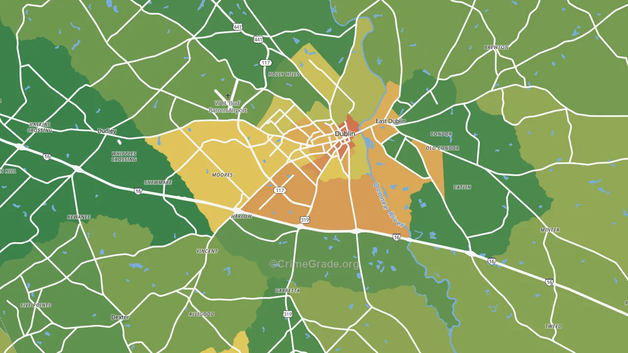 Laurens County, GA Map of Drug-Related Crime Rates