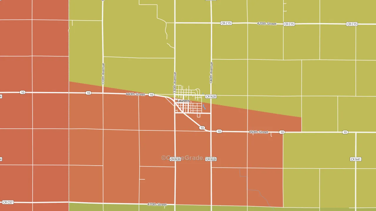 Laurens, IA Map of Drug-Related Crime Rates