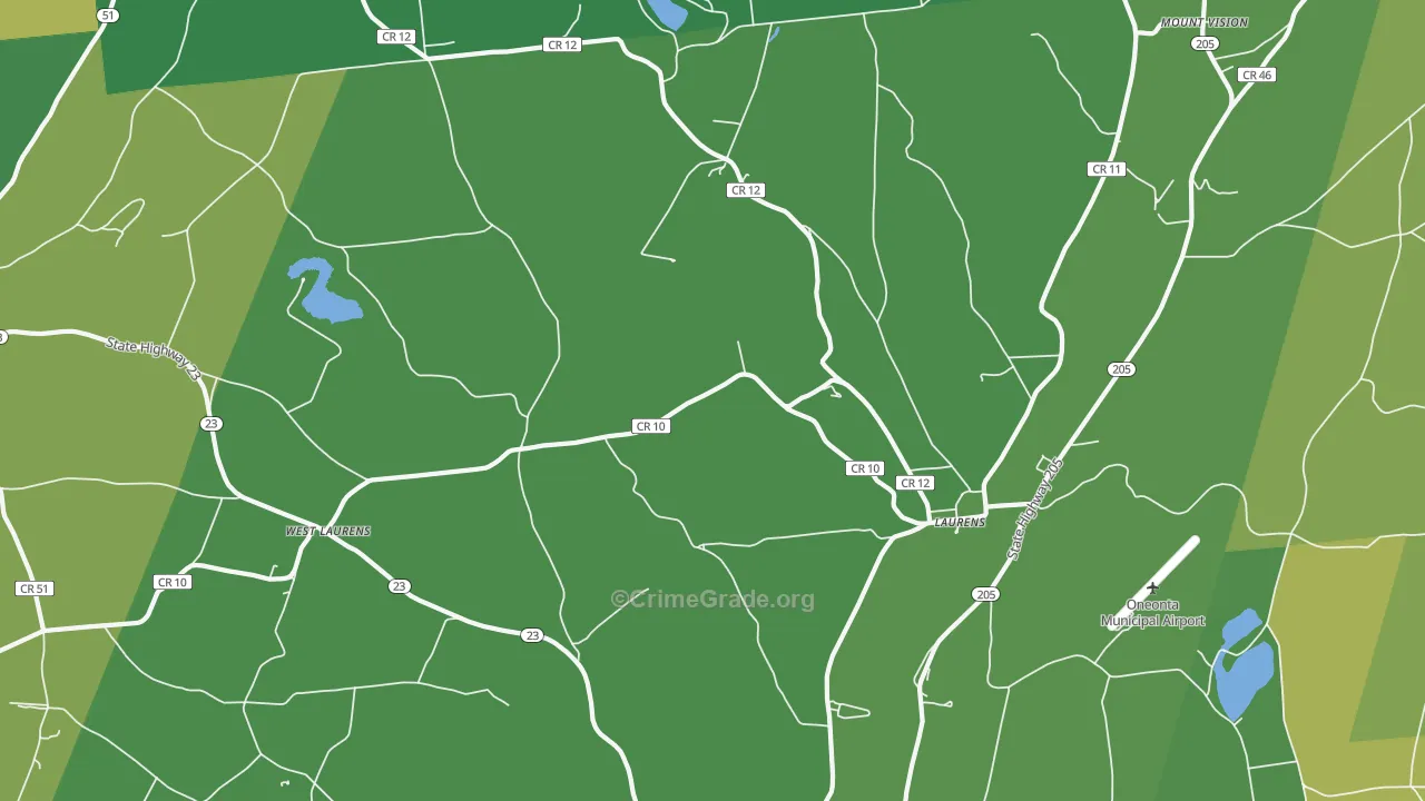 Laurens, NY Map of Drug-Related Crime Rates