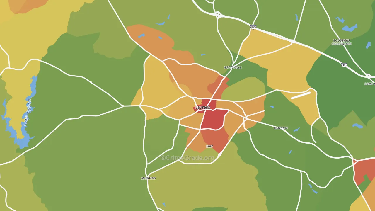 Laurens, SC Map of Drug-Related Crime Rates