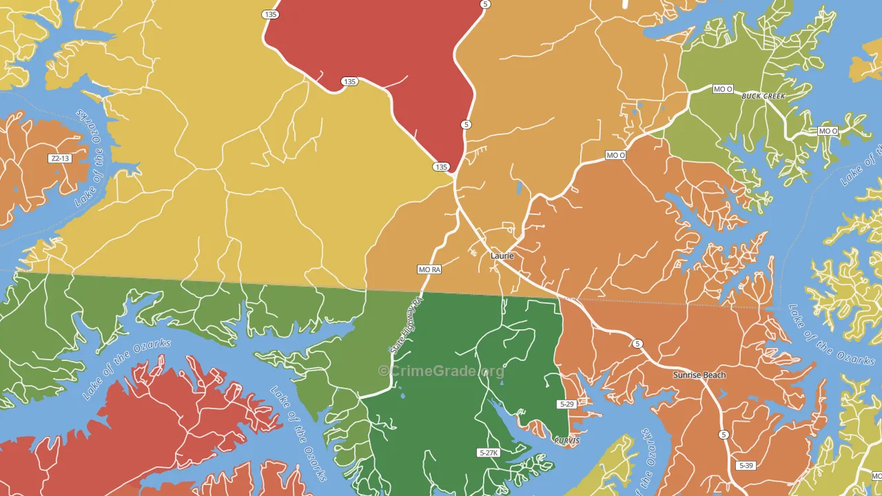 Laurie, MO Map of Drug-Related Crime Rates