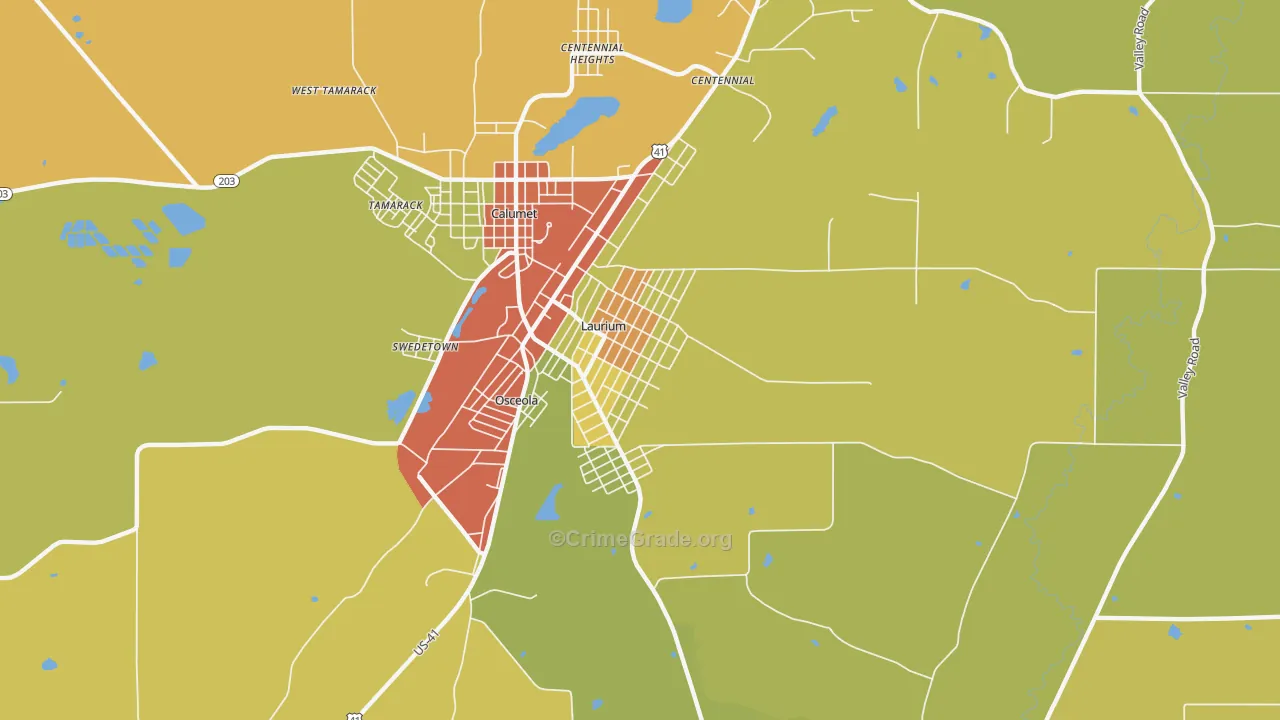 Laurium, MI Map of Drug-Related Crime Rates