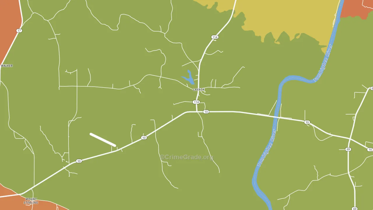 Lavaca, AL Map of Drug-Related Crime Rates