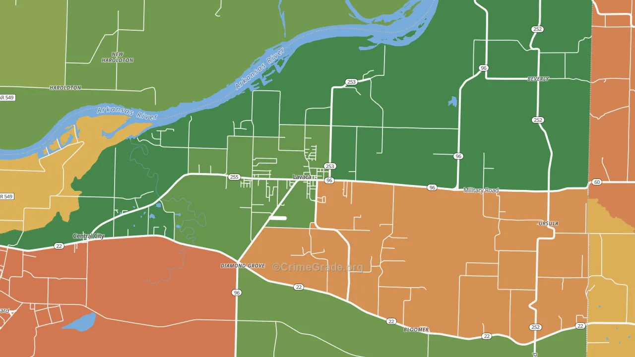 Lavaca, AR Map of Drug-Related Crime Rates