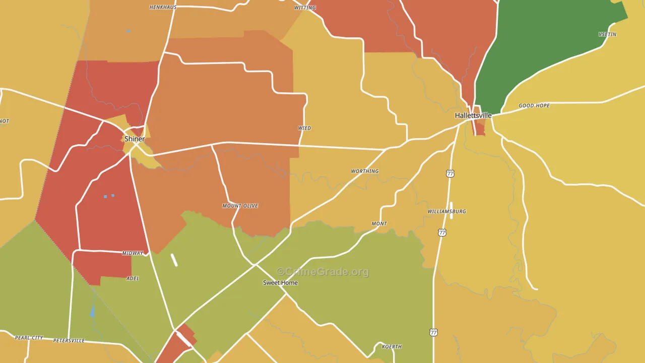 Lavaca County, TX Map of Drug-Related Crime Rates