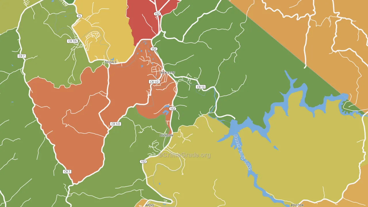 Lavalette, WV Map of Drug-Related Crime Rates
