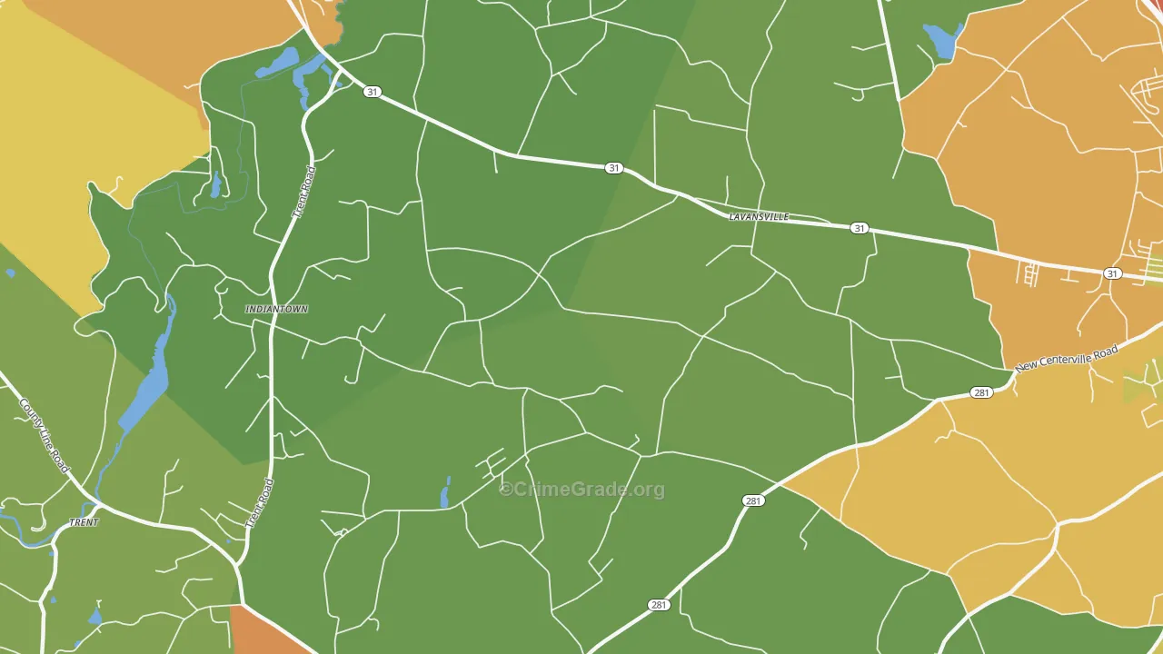 Lavansville, PA Map of Drug-Related Crime Rates
