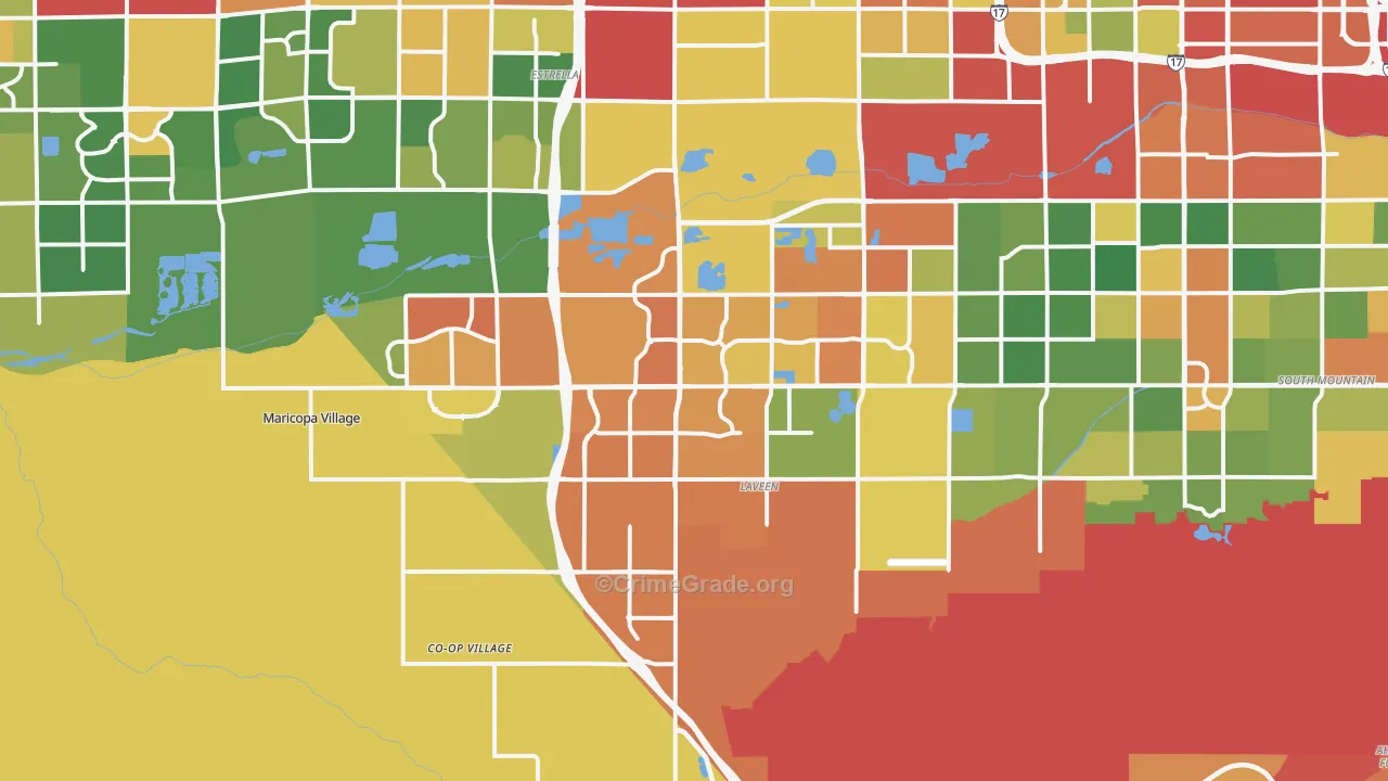 Laveen, AZ Map of Drug-Related Crime Rates