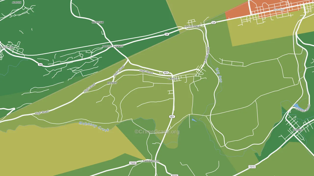 Lavelle, PA Map of Drug-Related Crime Rates