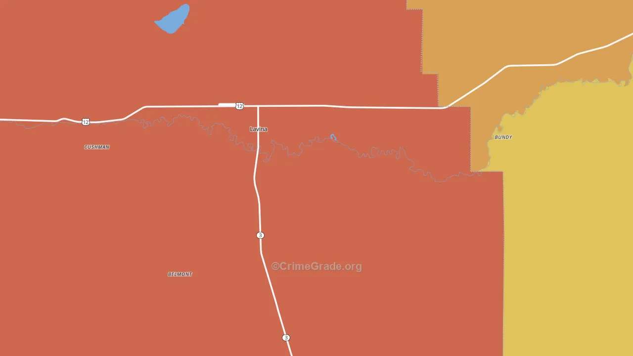 Lavina, MT Map of Drug-Related Crime Rates
